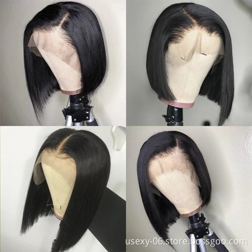 Cheap Wholesale Transparent HD Full Lace Bob Human Hair Lace Frontal Wigs Brazilian Virgin Hair Lace Front Wig For Black Women